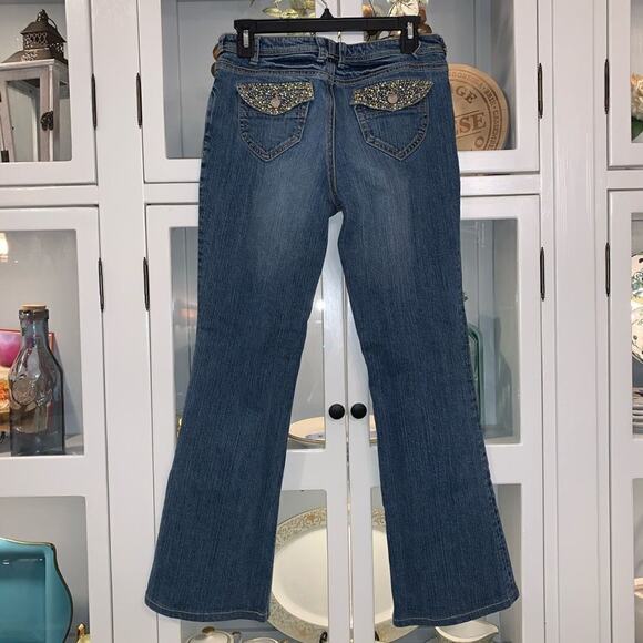 Cache Gold Embellished Contoured Jeans Sz 6 - Picture 3 of 9